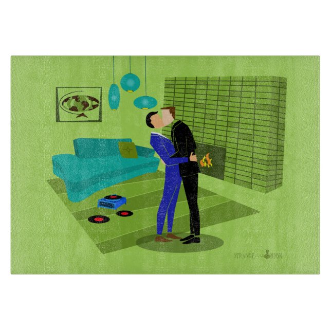 Tabla De Cortar Pareja gay retro enamorada (Anverso)