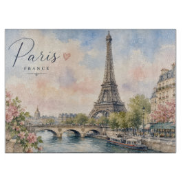 Tabla De Cortar París Francia Torre Eiffel río Sena 
