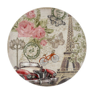 Tabla De Cortar Paris Vintage: Estilo Postcard
