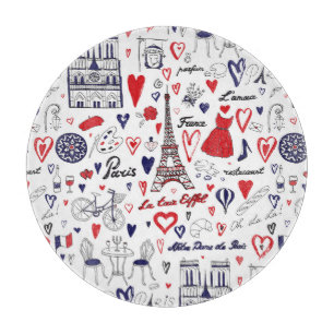 Tabla De Cortar París Vintage: Patrón de línea de viaje