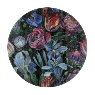 Tabla De Cortar Pastel de aceite floral: patrón sin foco