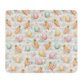 Tabla De Cortar Pastel Easter Eggs & Carrots Watercolor Pattern 