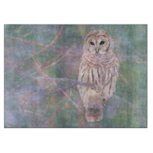 Tabla De Cortar Pastel Oilpainting del búho barrado