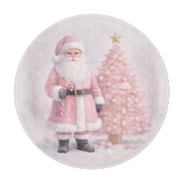 Tabla De Cortar Pastel Pink Christmas Santa Cutting Board