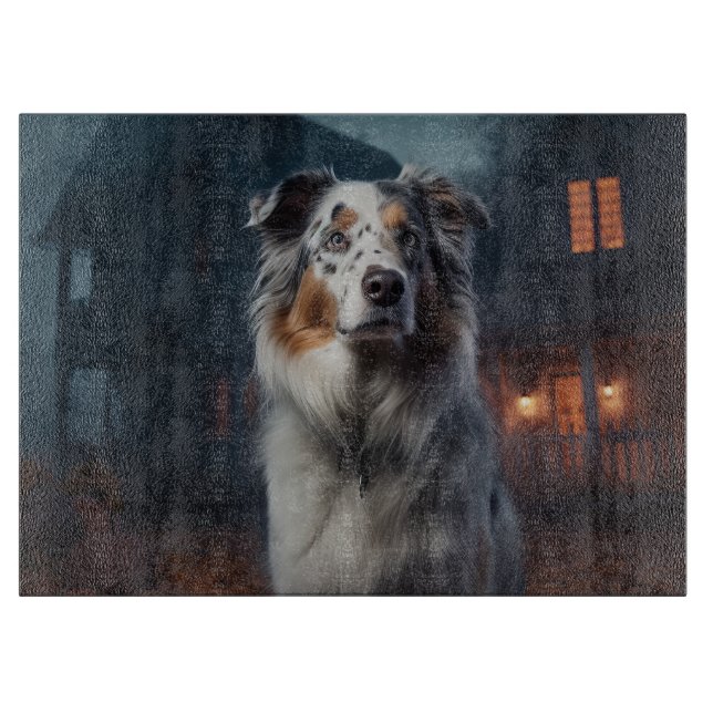 Tabla De Cortar Pastor australiano Halloween Scary (Anverso)
