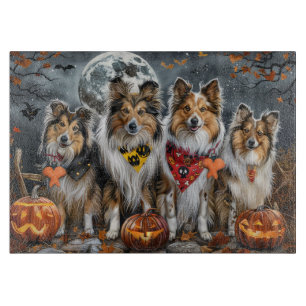 Tabla De Cortar Pastor de Shetland Halloween Espeluznante