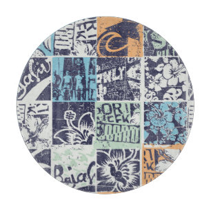 Tabla De Cortar Patchwork de surf: patrón de cosecha de grunge