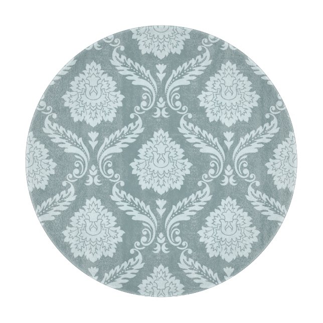 Tabla De Cortar Pato Azul Huevo Patrón Damask Rococó + Turquesa (Anverso)