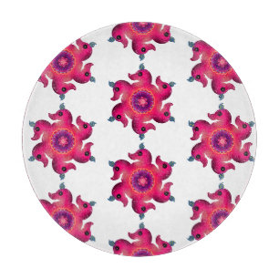 Tabla De Cortar Pato Rosa Mandala Floral Lindo Pájaro Decorativo