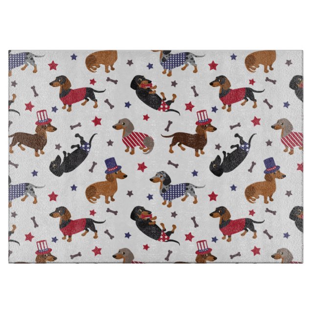 Tabla De Cortar Patriotic Dachshund (Anverso)