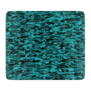 Tabla De Cortar Patrón abstracto azul verdoso negro