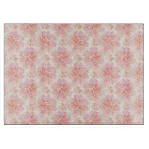 Tabla De Cortar Patrón abstracto de acuarela floral en durazno y r