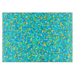 Tabla De Cortar Patrón abstracto de amarillo azul verde verde azul