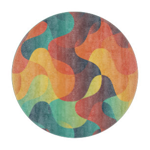 Tabla De Cortar Patrón abstracto de ondas de cosecha coloridas