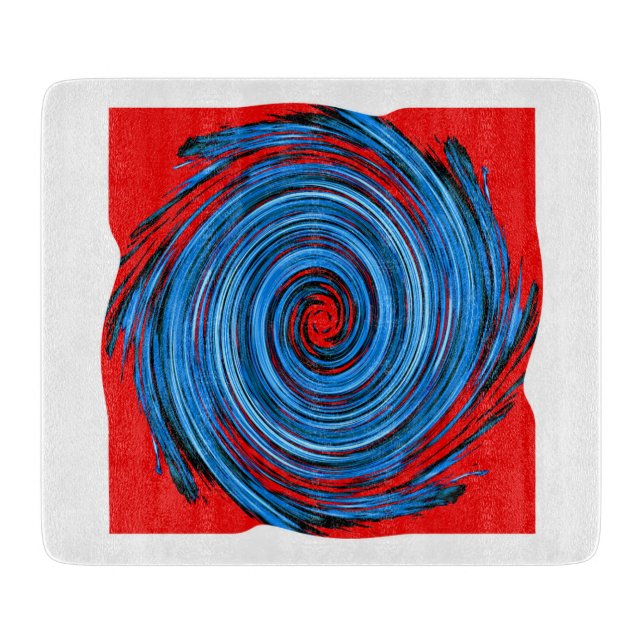 Tabla De Cortar Patrón abstracto de remolino azul rojo (Anverso)