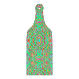 Tabla De Cortar Patrón abstracto retro de naranja y verde lima