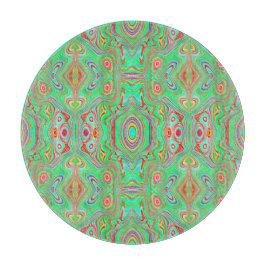 Tabla De Cortar Patrón abstracto retro de naranja y verde lima
