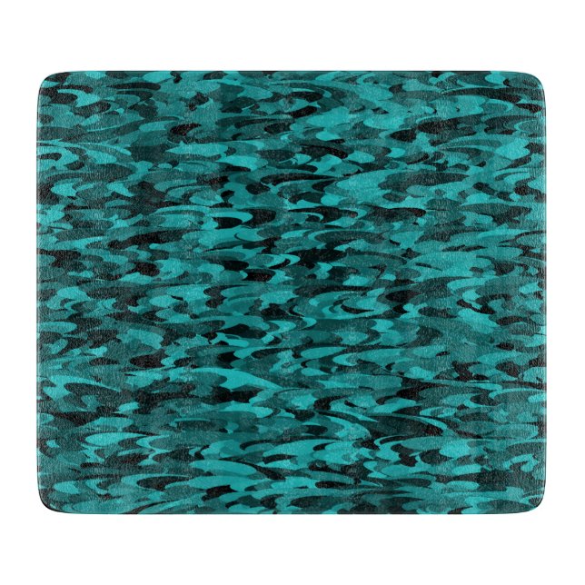Tabla De Cortar Patrón abstracto Verde azulado negro (Anverso)