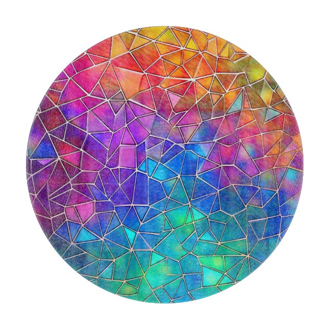Tabla De Cortar Patrón arcoiris de vidrio templado (Anverso)