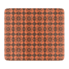 Tabla De Cortar Patrón Argyle de Cuadros Marrón Coral