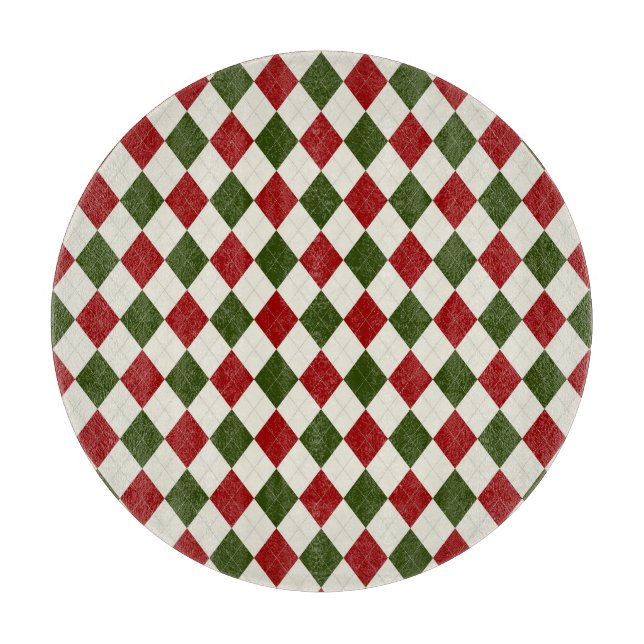 Tabla De Cortar Patrón Argyle de Navidades clásicos (Anverso)