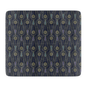 Tabla De Cortar patrón Art Deco con formas geométricas en oro