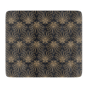 Tabla De Cortar patrón Art Deco con motivos florales dorados 