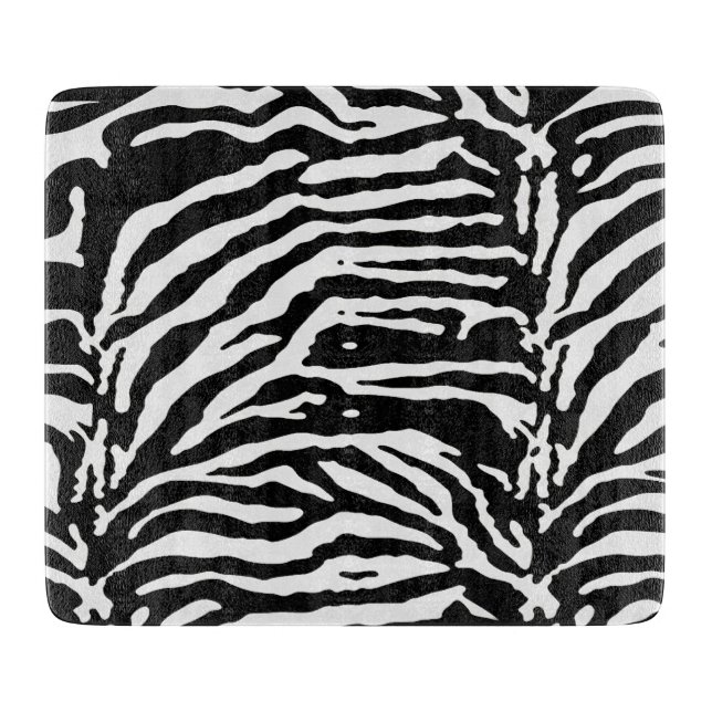 Tabla De Cortar Patrón artístico negro y blanco de camuflaje cebra (Anverso)