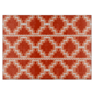 Tabla De Cortar Patrón Aztec Ikat - Arroz, Naranja y blanco