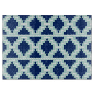 Tabla De Cortar Patrón Azteca Ikat - Índigo y azul claro