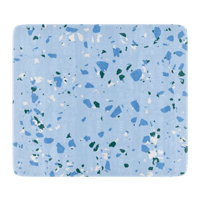 Tabla De Cortar Patrón azul de Terrazo (Anverso)