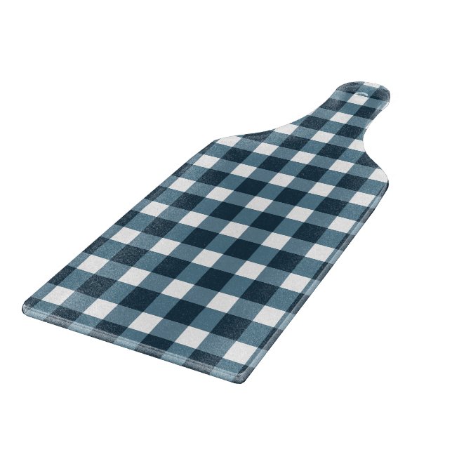 Tabla De Cortar Patrón azul índigo de Gingham (Borde)