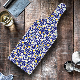 Tabla De Cortar Patrón azul y amarillo de mosaicos mediterráneos