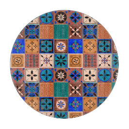 Tabla De Cortar Patrón Azulejo tonos tierra