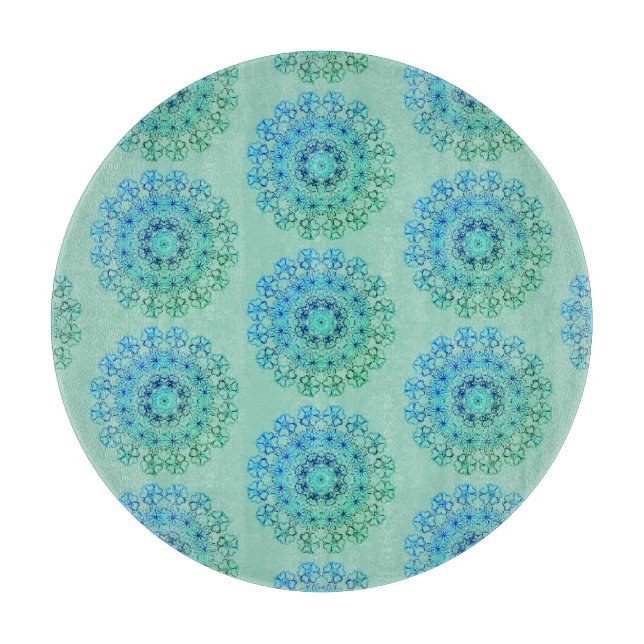 Tabla De Cortar Patrón Blue Lacy  (Anverso)