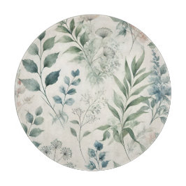 Tabla De Cortar Patrón botánico de acuarela suave