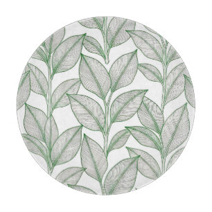 Tabla De Cortar Patrón Botánico de Hoja de Laurel Verde