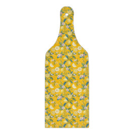 Tabla De Cortar Patrón Botánico Floral de Limón Fresco