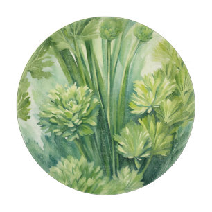 Tabla De Cortar Patrón botánico verde apio exuberante