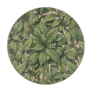 Tabla De Cortar Patrón botánico vintage de hoja verde sin costuras