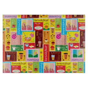 Tabla De Cortar Patrón Caprichoso de Desayuno