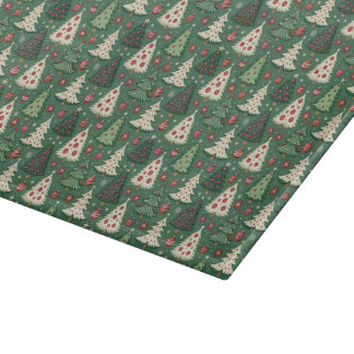 Tabla De Cortar Patrón clásico de árbol de Navidad verde festivo