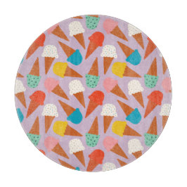 Tabla De Cortar Patrón Colorido de Cono de Helado Dibujado a Mano