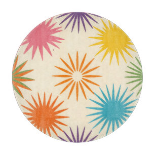 Tabla De Cortar Patrón colorido de ráfaga de estrellas de mediados