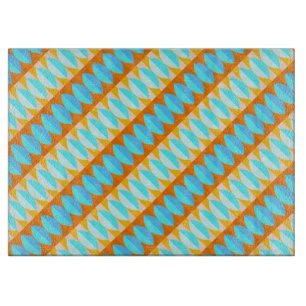 Tabla De Cortar Patrón colorido turquesa azul naranja amarillo