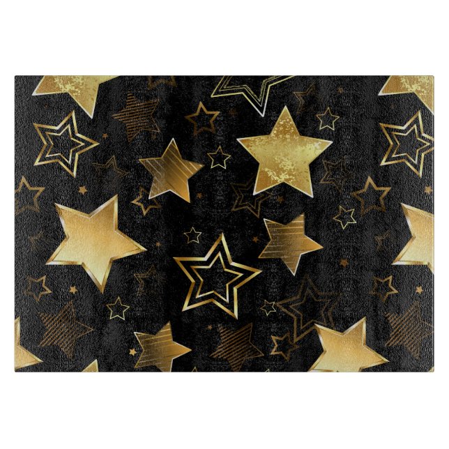 Tabla De Cortar Patrón continuo con estrellas doradas (Anverso)