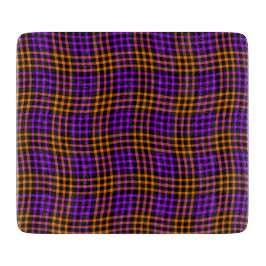 Tabla De Cortar Patrón continuo de cuadros escoceses naranja púrpu