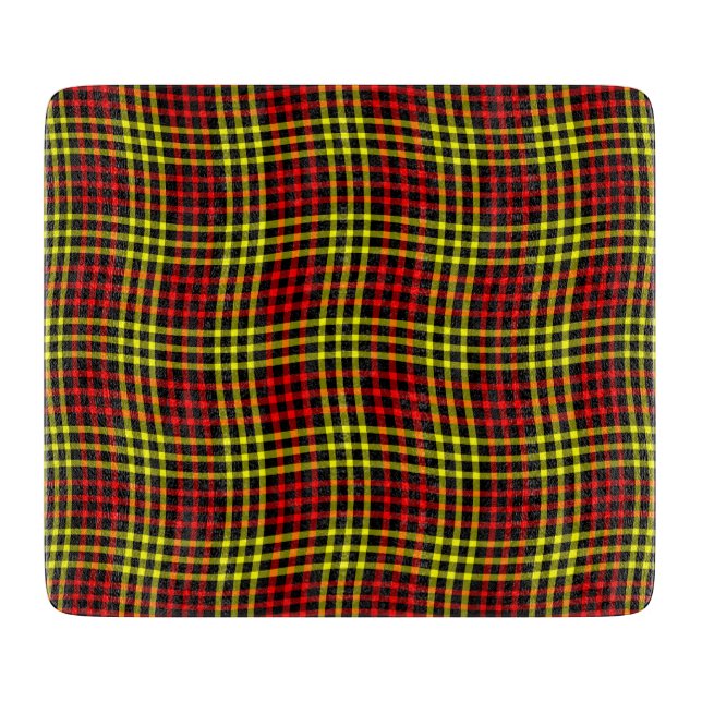 Tabla De Cortar Patrón continuo de cuadros escoceses rojo y amaril (Anverso)