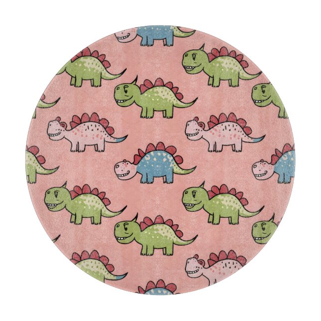 Tabla De Cortar Patrón continuo de dinosaurio lindo (Anverso)