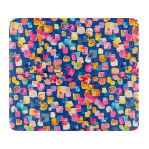 Tabla De Cortar Patrón cuadrado abstracto pintado brillante